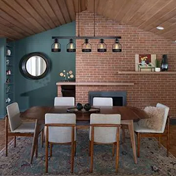 Farmhouse Pendant Light with Adjustable Height and Dimmer