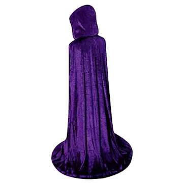 Unisex Christmas Hooded Cloak Full Length Halloween Costume Party Cape Purple