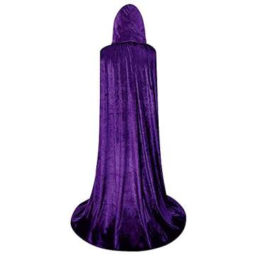 Unisex Christmas Hooded Cloak Full Length Halloween Costume Party Cape Purple