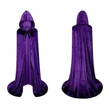 Unisex Christmas Hooded Cloak Full Length Halloween Costume Party Cape Purple