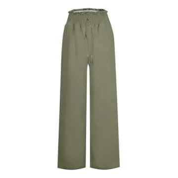 TYISZIL Resort wear for Women 2024 Flowy Beach Pants Wide Leg Linen Pants for Women Elastic Drawstring Waist Loose Casual Lounge Trousers Summer Beach Boho Resort Wear(Green,M)