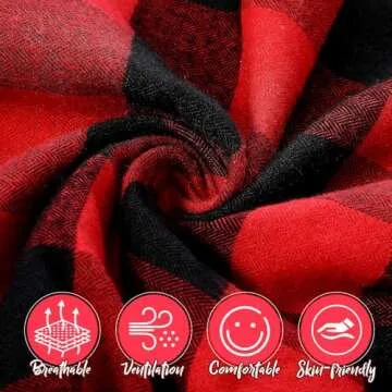 Hillban Couples Matching Christmas Pajamas Sets Family Buffalo Black Plaid Pajamas Long Sleeve Button for Adult Youth(Men,Large,Red)