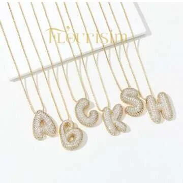 Flourisim FS Bubble Letter Necklace - Personalized Gold Jewelry