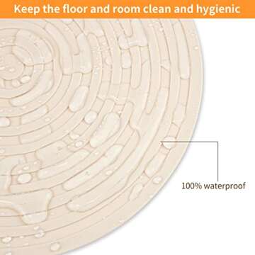 Ptlom Silicone Pet Food Mat for Dogs and Cats Placemat 2Pcs, Waterproof Non-Slip Feeding Bowl Mats Prevent Food and Water Overflow, Silicone Puppy Mat Suitable for Small Medium Pets, Beige, 9.5Inch