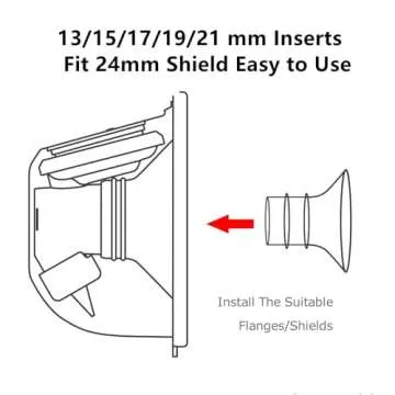 2PCS Flange Insert 19mm Compatible with Medela/Spectra/Willow/TSRETE/Momcozy S9/S12/S9Pro/S12Pro Breastpump 24mm Shields, Reduce 24mm Nipple Tunnel Down to Correct Size, Pump Parts Replace