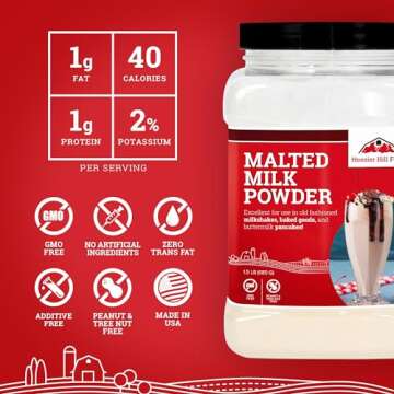 Hoosier Hill Farm Malted Milk Powder, 1.5LB (Pack of 1)