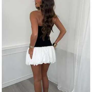 Y2k Graduation Bubble Mini Dress for Women Strapless