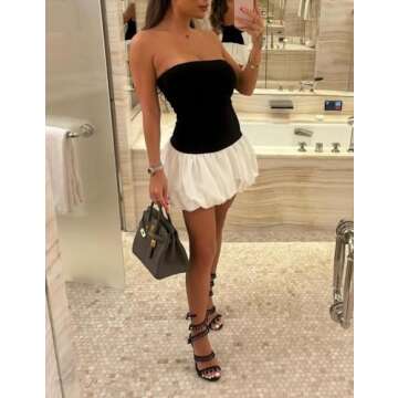 Y2k Graduation Bubble Mini Dress for Women Strapless