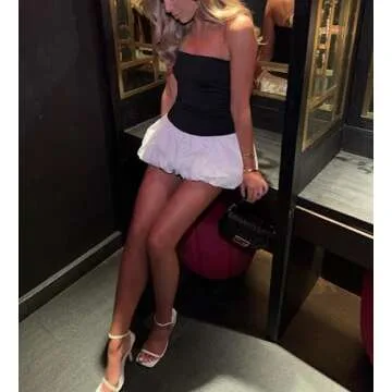 Y2k Graduation Bubble Mini Dress for Women Strapless