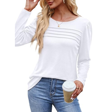 White Long Sleeve Shirts for Women - Stylish Tunics