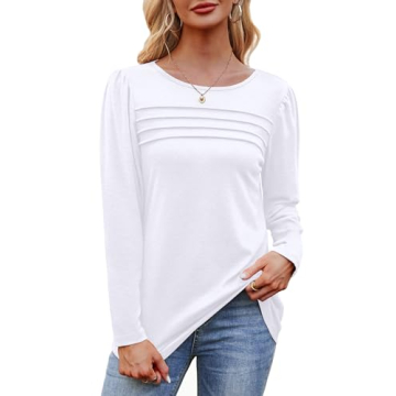 White Long Sleeve Shirts for Women - Stylish Tunics