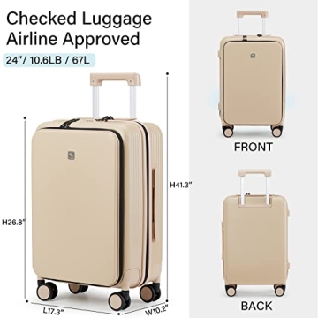 Hanke 24 Inch Hard Shell Travel Suitcase with Wheels