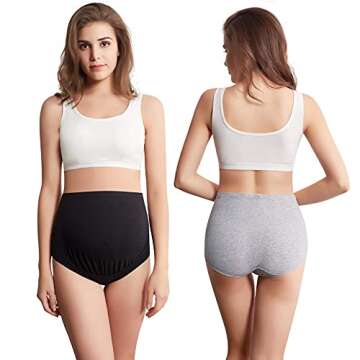 Mama Cotton Women's Over The Bump Maternity Panties High Waist Full Coverage Pregnancy Underwear (Multicolor B 4 Pack, Size-3XL)
