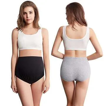 Mama Cotton Women's Over The Bump Maternity Panties High Waist Full Coverage Pregnancy Underwear (Multicolor B 4 Pack, Size-3XL)