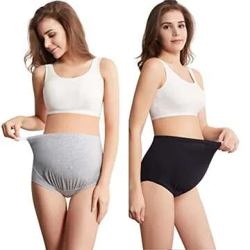 Mama Cotton Women's Over The Bump Maternity Panties High Waist Full Coverage Pregnancy Underwear (Multicolor B 4 Pack, Size-3XL)