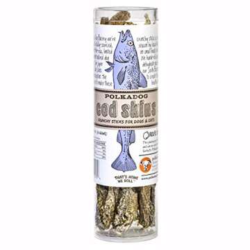 Polkadog Pet Treats - Crunchy Cod Skin Sticks (2.5 Oz) & Lucky Duck Crunchy Bone-Shaped Snacks (8 Oz...