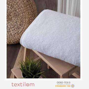 TEXTILOM 100% Turkish Cotton Oversized Luxury Bath Sheets, Jumbo & Extra Large Bath Towels Sheet for Bathroom and Shower with Maximum Softness & Absorbent (40 x 80 inches)- White