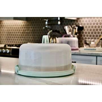 Top Shelf Elements Round Cake Carrier Two Sided Cake Holder Serves as Five Section Serving Tray, Por...