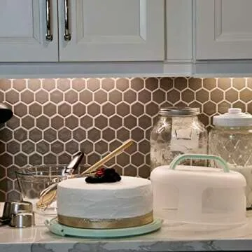 Top Shelf Elements Round Cake Carrier Two Sided Cake Holder Serves as Five Section Serving Tray, Portable Fits 10 inch Cake, Box Comes With Handle, Container Holds Pies (Green)