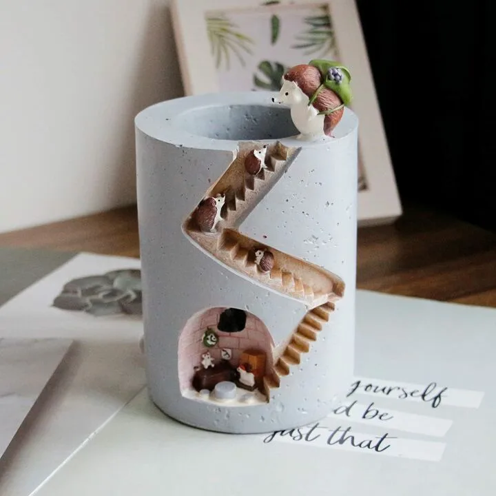 Creative Flower Pots for Succulents Hedgehog Family