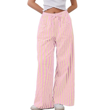 Stylish MISSACTIVER Women Striped Lounge Pants with Pockets