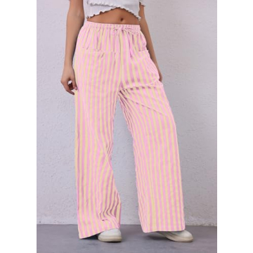 Stylish MISSACTIVER Women Striped Lounge Pants with Pockets