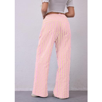 Stylish MISSACTIVER Women Striped Lounge Pants with Pockets