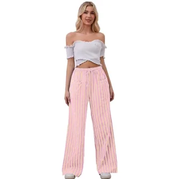 Stylish MISSACTIVER Women Striped Lounge Pants with Pockets