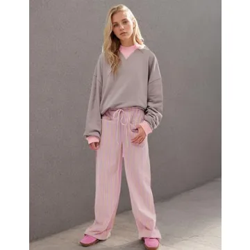 Stylish MISSACTIVER Women Striped Lounge Pants with Pockets