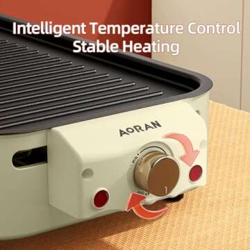 AORAN Indoor Grills Electric Smokeless – Versatile Smokeless Indoor Grill for Home Cooking, Featuring Indoor Grills Electric Smokeless, Skillet Griddle, and Kitchen Griddle White