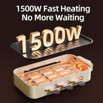 AORAN Indoor Grills Electric Smokeless – Versatile Smokeless Indoor Grill for Home Cooking, Featuring Indoor Grills Electric Smokeless, Skillet Griddle, and Kitchen Griddle White