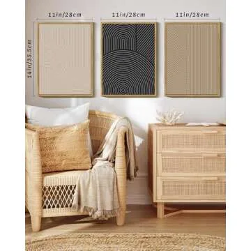 Drsoum Mid-Century Modern Framed Wall Art - Abstract Boho Decor, Set of 3
