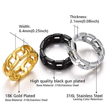 Durable Men's Pinky Ring with Spinning Chain Design