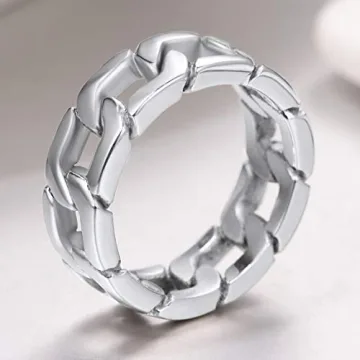 Durable Men's Pinky Ring with Spinning Chain Design