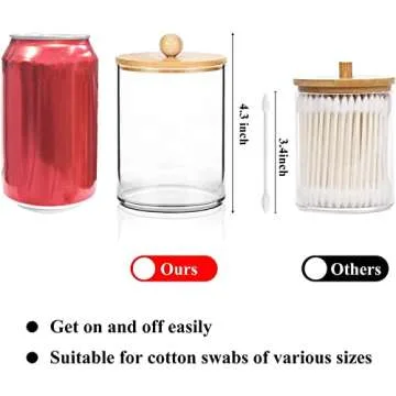 SGHUO 4 Pack Qtip Holder Bathroom Organizer Set, Acrylic Dispenser for Cotton Ball, Cotton Swab, Cotton Round Pads, Dental Floss Sticks