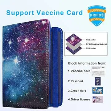 ACdream Passport and Vaccine Card Holder Combo, Blue Sky, Faux Leather, RFID Blocking, Unisex Wallet