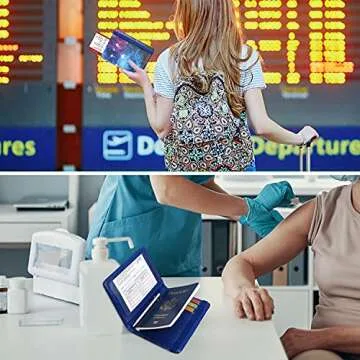 ACdream Passport and Vaccine Card Holder Combo, Blue Sky, Faux Leather, RFID Blocking, Unisex Wallet
