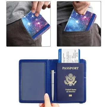ACdream Passport and Vaccine Card Holder Combo, Blue Sky, Faux Leather, RFID Blocking, Unisex Wallet
