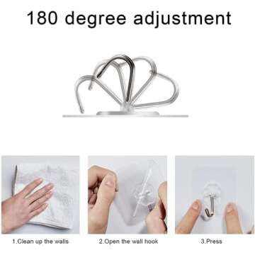 Angyues Adhesive Wall Hooks,20 Pieces Waterproof Oilproof Bathroom and Kitchen Heavy Duty Adhesive H...