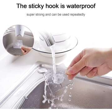 Angyues Adhesive Wall Hooks,20 Pieces Waterproof Oilproof Bathroom and Kitchen Heavy Duty Adhesive Hooks , Transparent Practical Wall Hook Coat Hooks, Ceiling Hooks for Hanging Plants13 Pounds (Max)