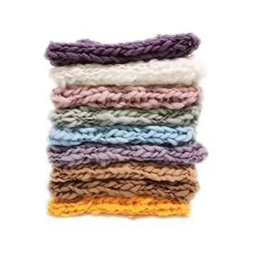 Coberllus Newborn Baby Photo Props Blanket Handmade Knitted Twist Wrap Posing Aid Backdrops for Boy Girls Photography Shoot (Creamy-Grey)