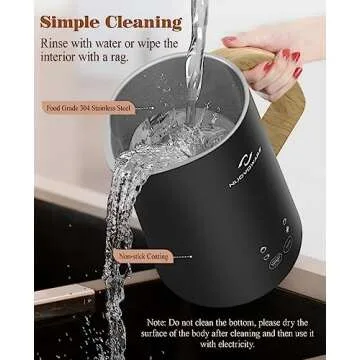 Nuovoware 4 in 1 Milk Frother and Steamer with Temperature Control Display Screen, Electric Automatic Frother for Hot Chocolate Milk, Cappuccinos, Latte, Macchiato, Black