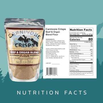 Carnivore Crisps Grass-Fed and Finished Beef and Organ Blend Flour, Premium Beef flour for Cooking and Seasoning, Rich in Protein, Paleo & Keto Friendly, 6 oz