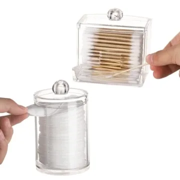 Tbestmax Qtips Holder - Clear Bathroom Storage Containers