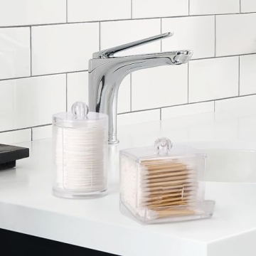 Tbestmax Qtips Holder - Clear Bathroom Storage Containers