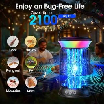 Solar Bug Zapper Outdoor - 4-in-1 Rechargeable Mosquito Zapper with Smart Sensor