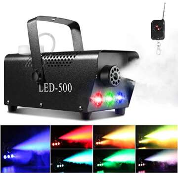 Fog Machine,500W Portable DJ Led Smoke Machine(Red,Green,Blue) with Wireless and Wired Remote Contro...