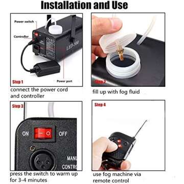 500W Portable Fog Machine with LED Remote Control for Events