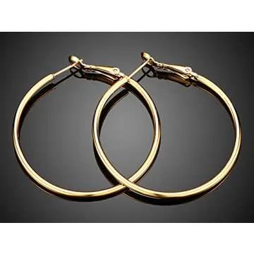 18K Gold Plated Polished Round Hoop Earrings For Women Diameter 60mm