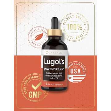 Carlyle Lugols Iodine 2 Percent | 4 fl oz (Pack of 1) | Potassium Iodide and Iodine Solution 2% Liquid Drops